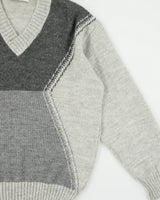 Vintage 1980s Lanvin Studio Japan Mohair/Alpaca/Wool Blend Knit V-Neck Rib Jumper - XL