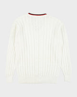 Vintage 1990s Fila Chunky Cable Knit Classic V-Neck Cricket Jumper - L