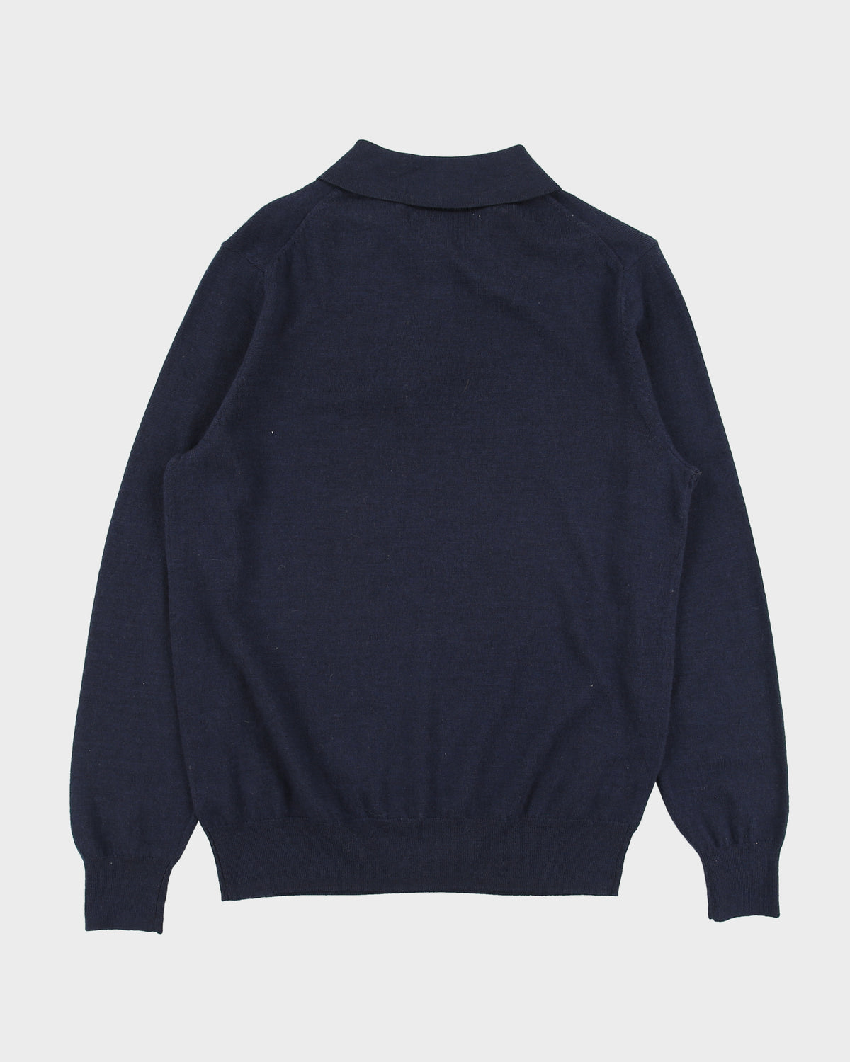 Vintage Christian Lacroix Navy Merino Wool Knit Long Sleeve Polo Jumper - M