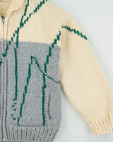 Vintage 1980s Longhouse Heavyweight Made In Canada Handmade Wool Chunky Knit Duck Cowichan Cardigan - M
