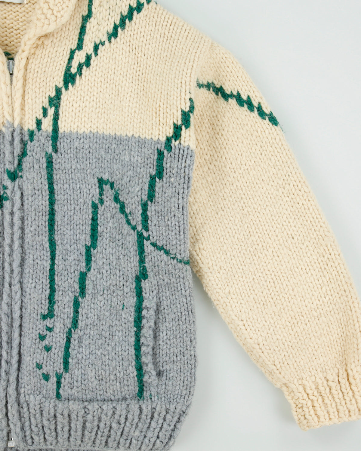Vintage 1980s Longhouse Heavyweight Made In Canada Handmade Wool Chunky Knit Duck Cowichan Cardigan - M