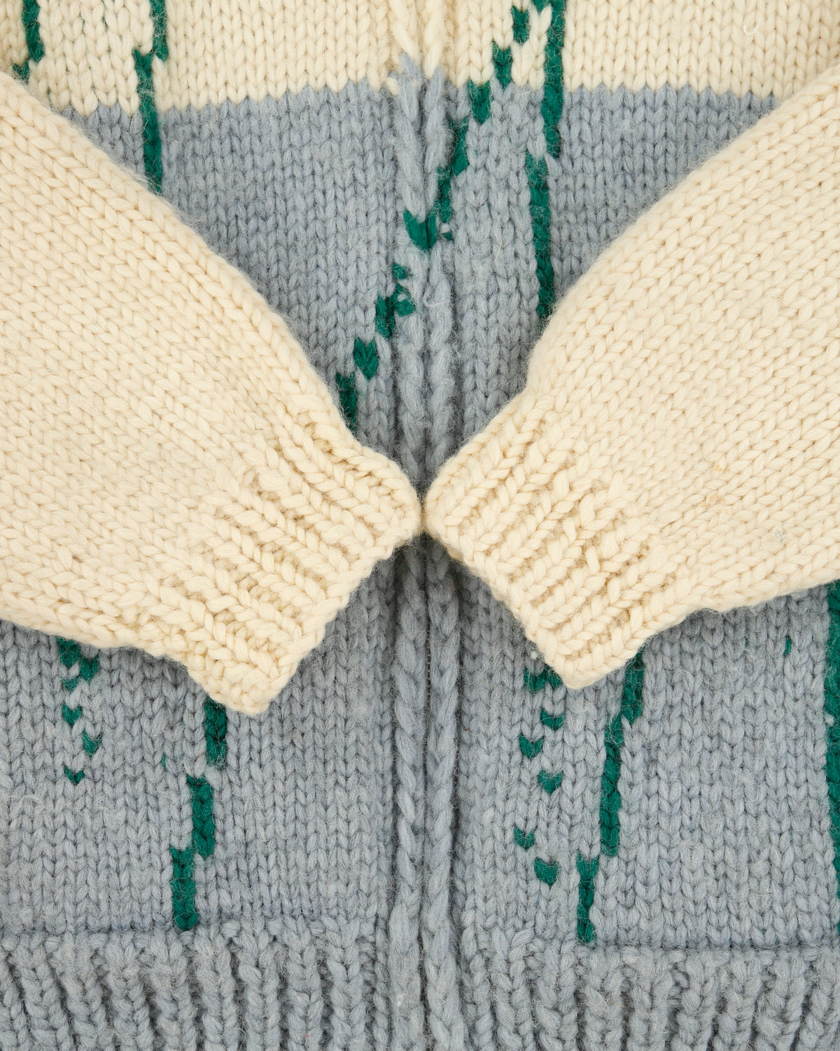 Vintage 1980s Longhouse Heavyweight Made In Canada Handmade Wool Chunky Knit Duck Cowichan Cardigan - M