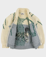 Vintage 1980s Longhouse Heavyweight Made In Canada Handmade Wool Chunky Knit Duck Cowichan Cardigan - M