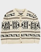 Vintage Camp Kitschy Knits 'Big Lebowski Dude' Handmade In Ecuador Wool Collared Cardigan - L