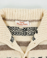 Vintage Camp Kitschy Knits 'Big Lebowski Dude' Handmade In Ecuador Wool Collared Cardigan - L
