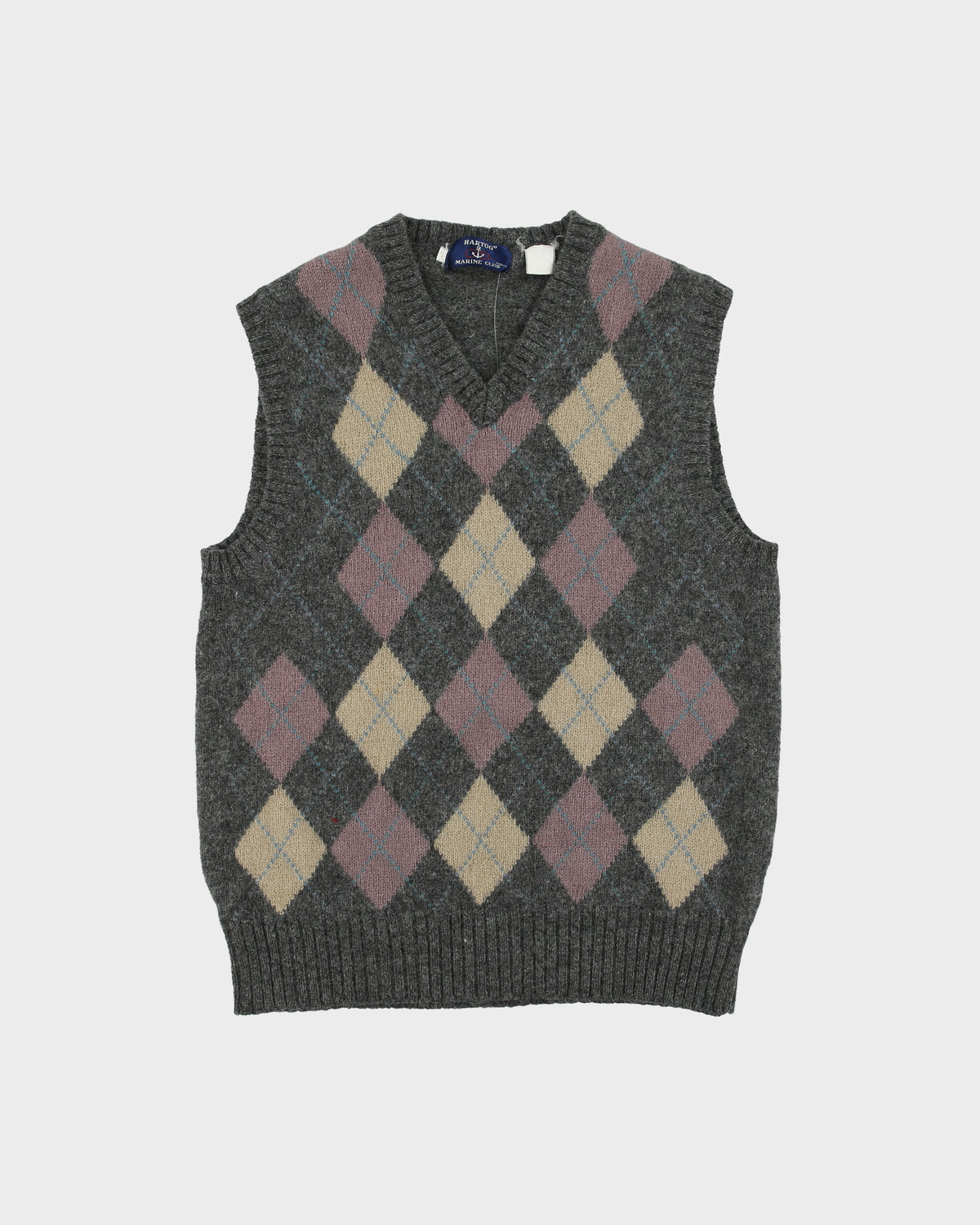 Vintage 1990s Hartog Marine Club Argyle Wool Knit Sweater Vest - M