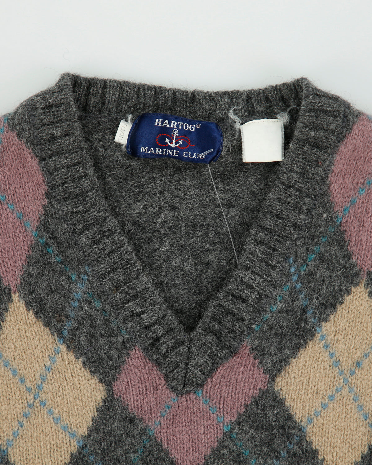 Vintage 1990s Hartog Marine Club Argyle Wool Knit Sweater Vest - M