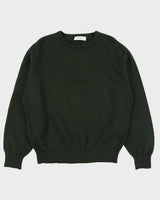 Johnstons Of Elgin Forest Green Reuben Lambswool Made In Scotland Crewneck Knit Jumper - L