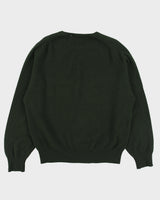 Johnstons Of Elgin Forest Green Reuben Lambswool Made In Scotland Crewneck Knit Jumper - L