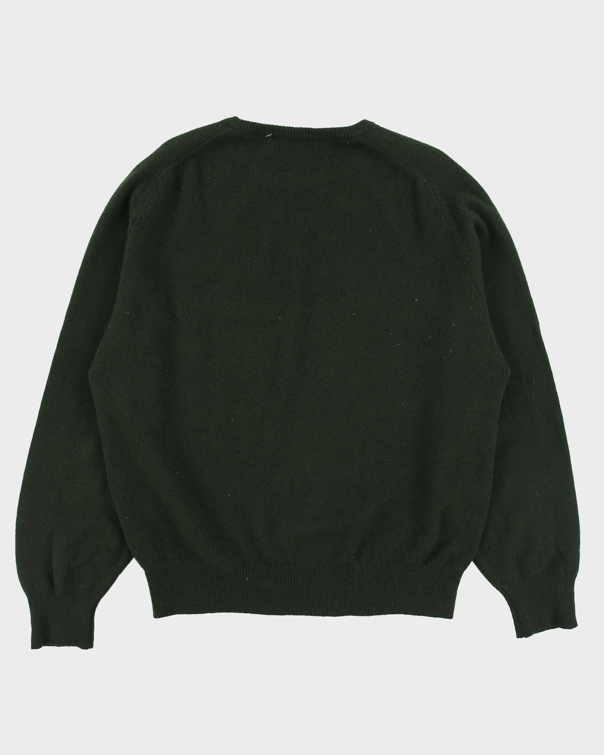 Johnstons Of Elgin Forest Green Reuben Lambswool Made In Scotland Crewneck Knit Jumper - L