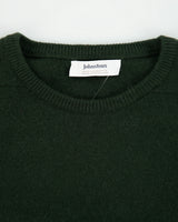 Johnstons Of Elgin Forest Green Reuben Lambswool Made In Scotland Crewneck Knit Jumper - L