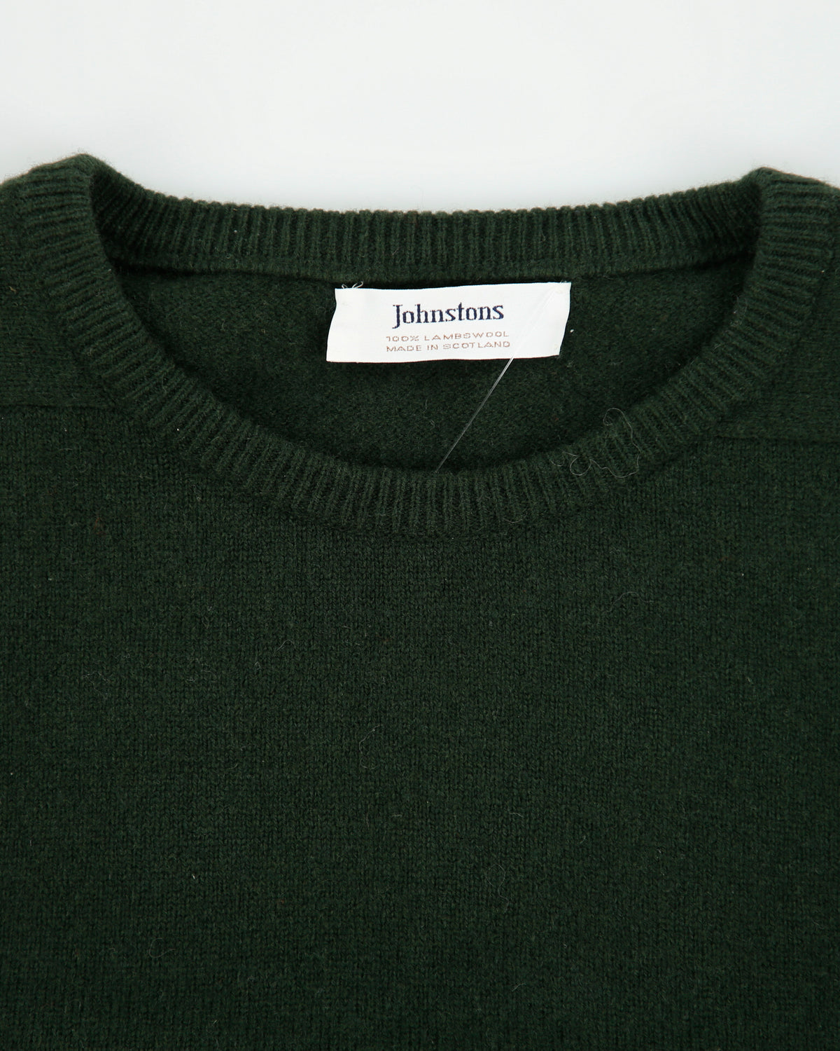 Johnstons Of Elgin Forest Green Reuben Lambswool Made In Scotland Crewneck Knit Jumper - L