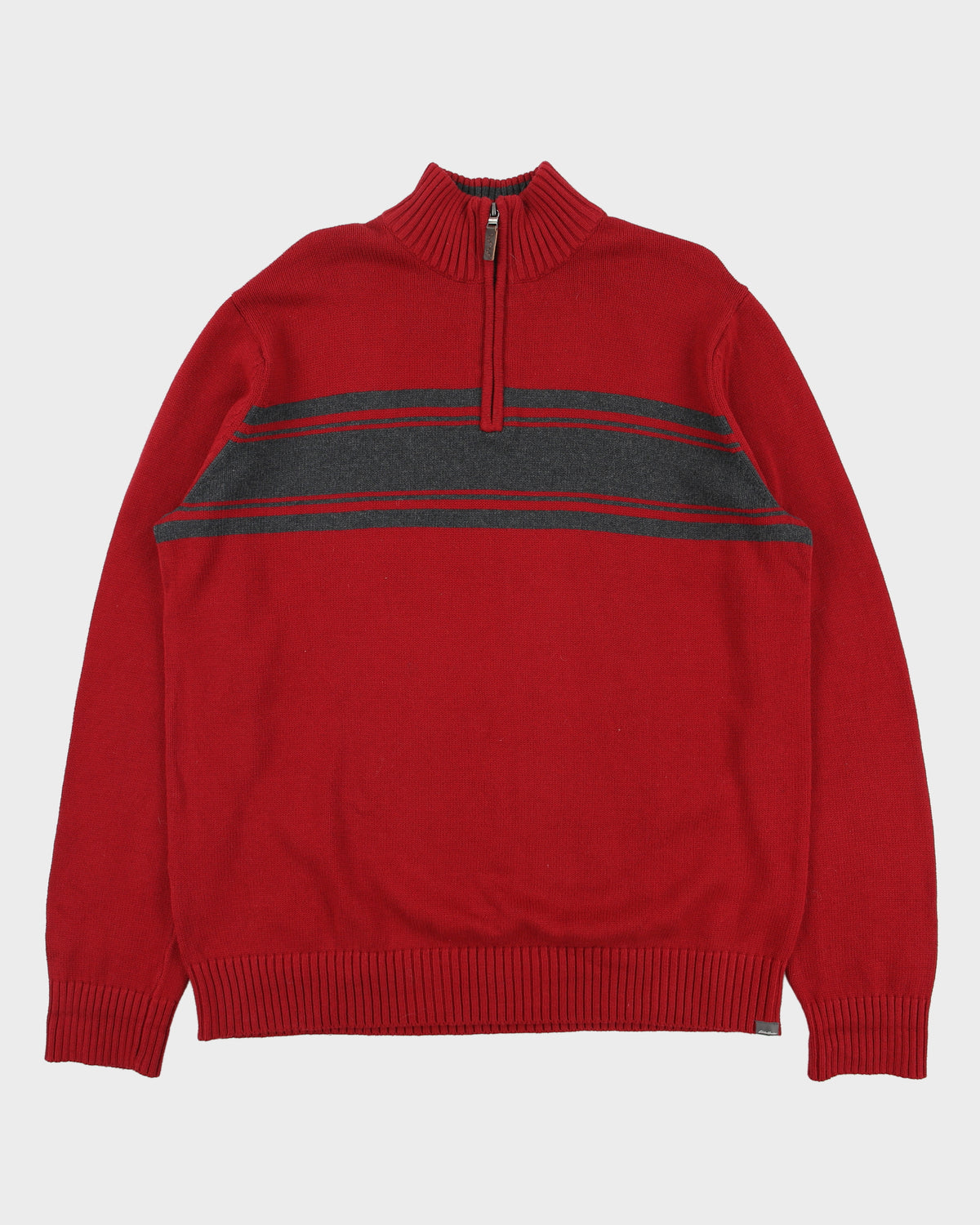 Vintage 00s Eddie Bauer Ribbed Knit Quarter Zip Jumper - XL