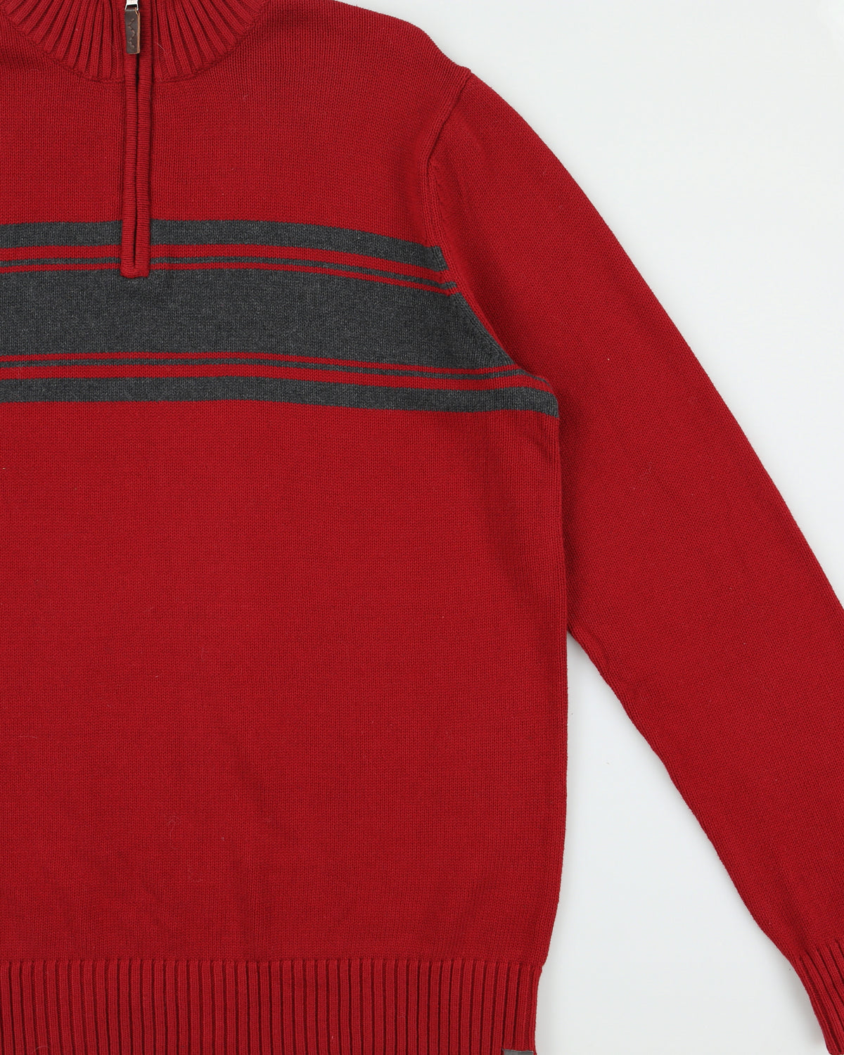 Vintage 00s Eddie Bauer Ribbed Knit Quarter Zip Jumper - XL