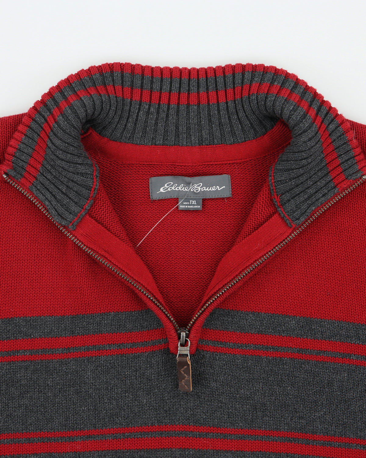 Vintage 00s Eddie Bauer Ribbed Knit Quarter Zip Jumper - XL