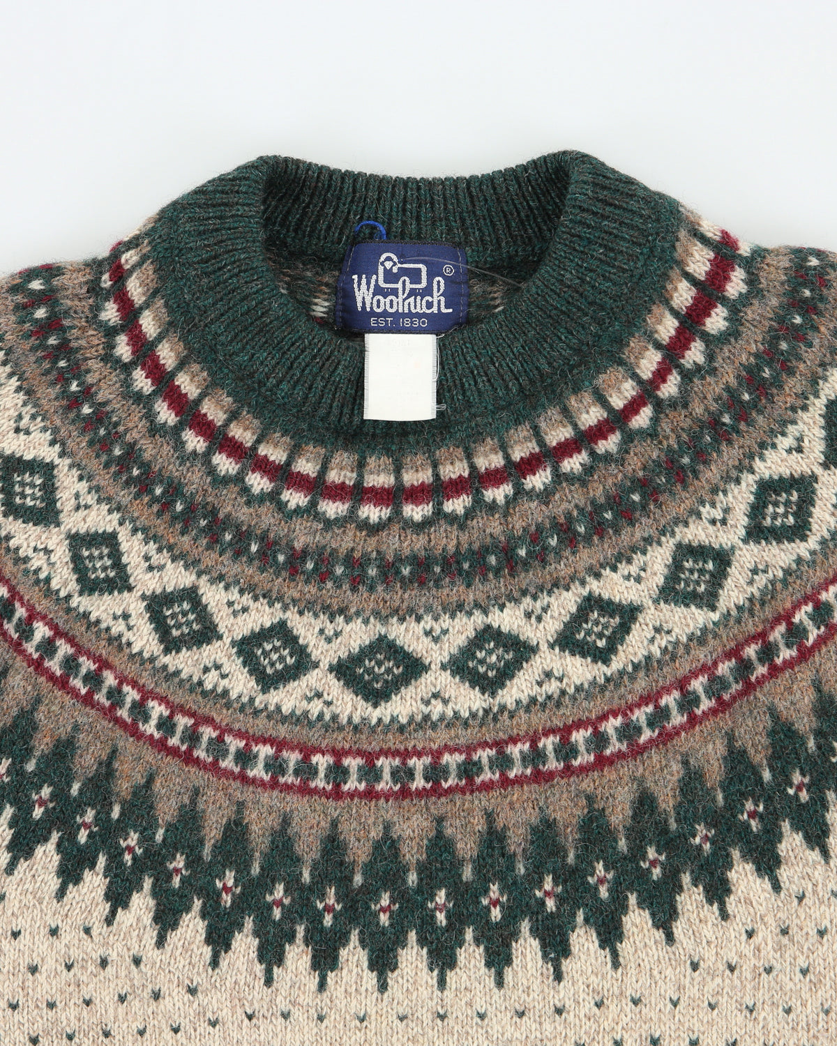 Vintage 1990s Woolrich Fair Isle Wool Chunky Knit Jumper - M