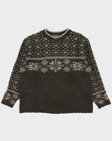 Vintage 1990s North Country Fair Isle Wool Knit Jumper - L