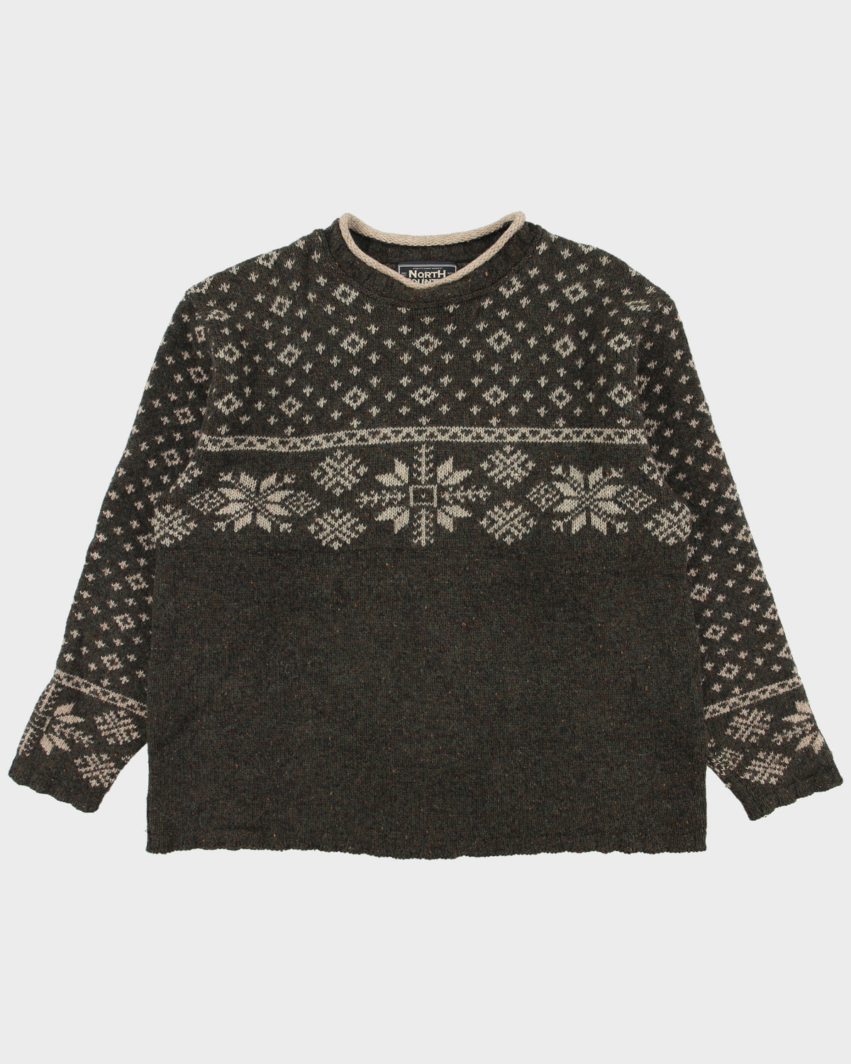 Vintage 1990s North Country Fair Isle Wool Knit Jumper - L