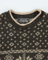 Vintage 1990s North Country Fair Isle Wool Knit Jumper - L