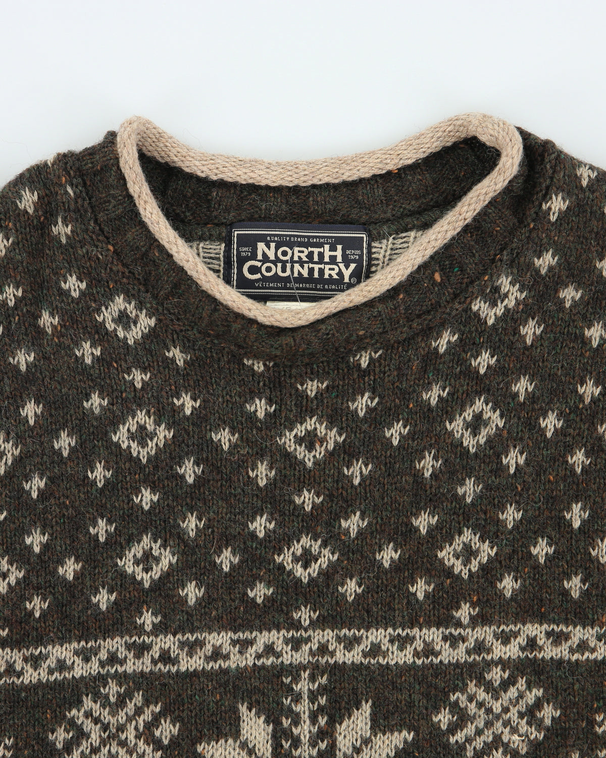 Vintage 1990s North Country Fair Isle Wool Knit Jumper - L
