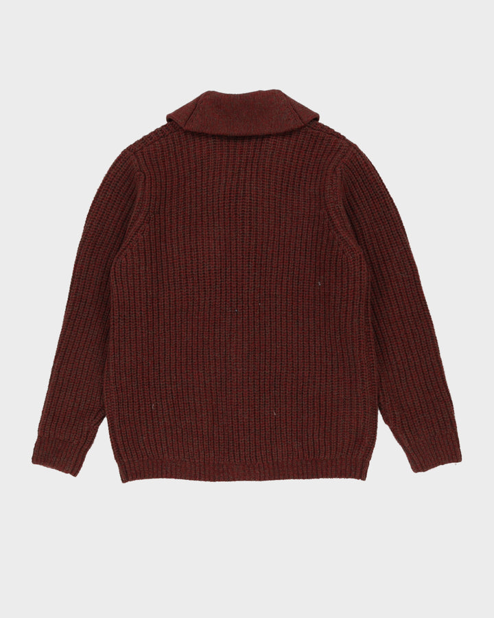 L.L. Bean Burgundy Knitted Wool Cardigan - M