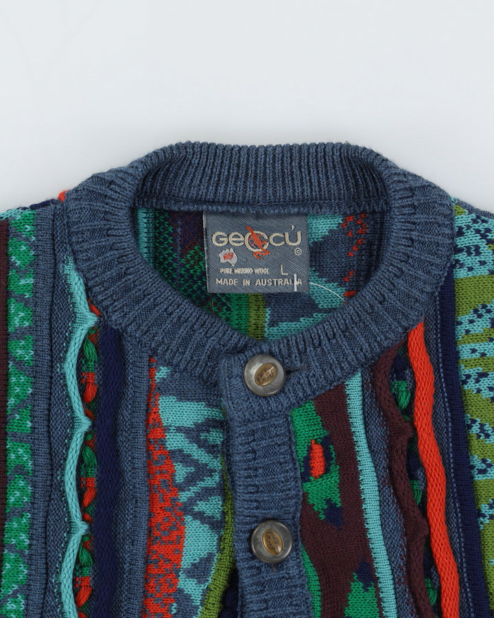 Geccu Australia 3D Green Patterned Knitted Cardigan - L