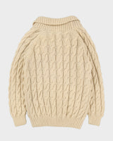 Vintage 1980s Cream Knitted Cardigan - L