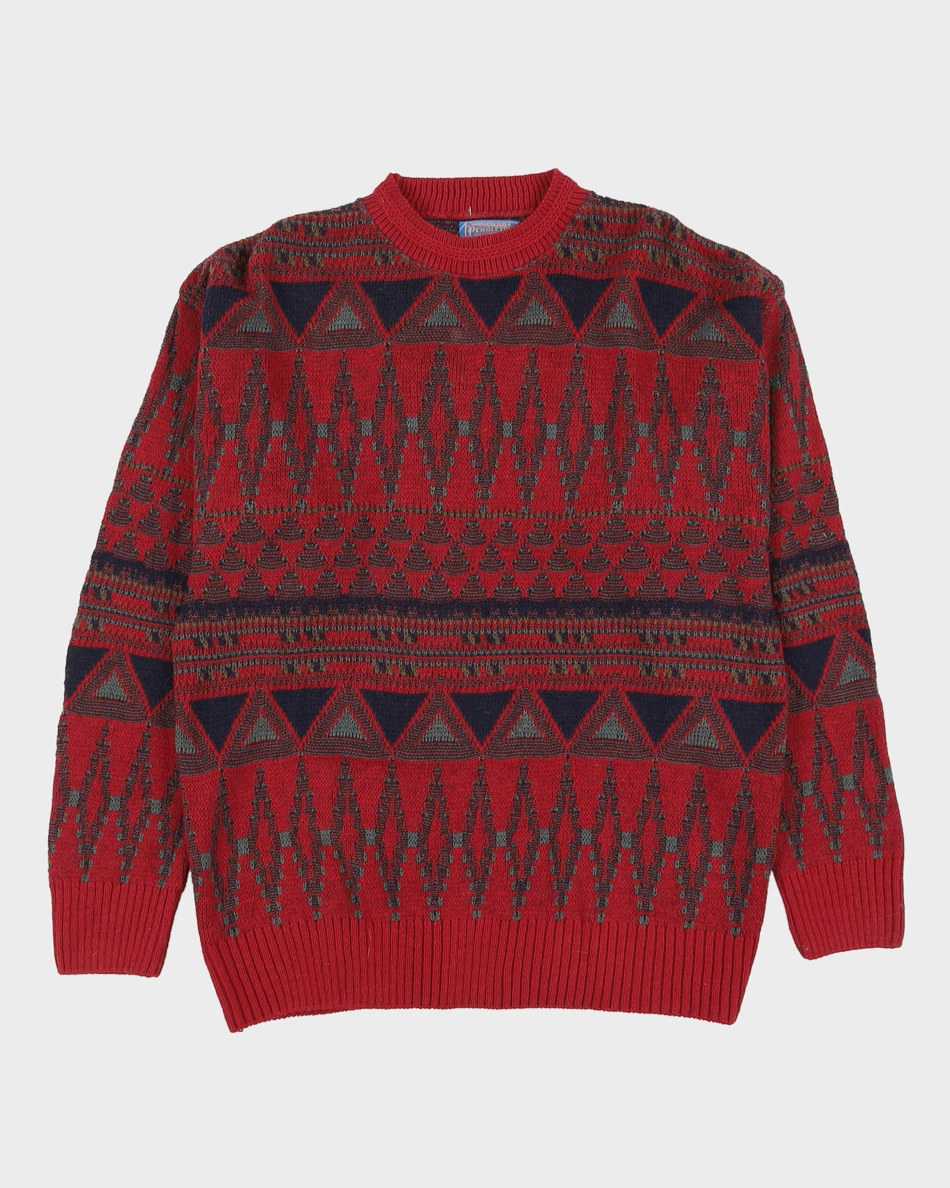 Pendleton Red Patterned Knitted Jumper - L