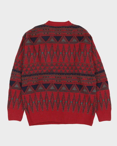 Pendleton Red Patterned Knitted Jumper - L