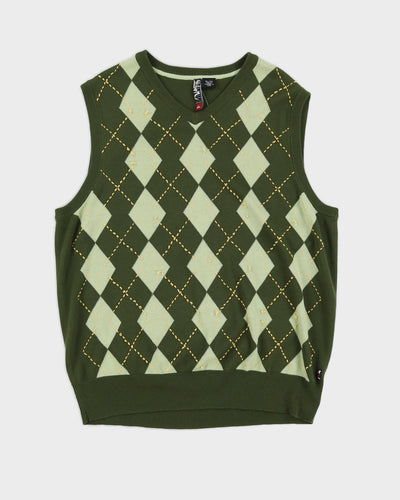Y2K 00s Quiksilver Green Argle Knit Vest - L/XL