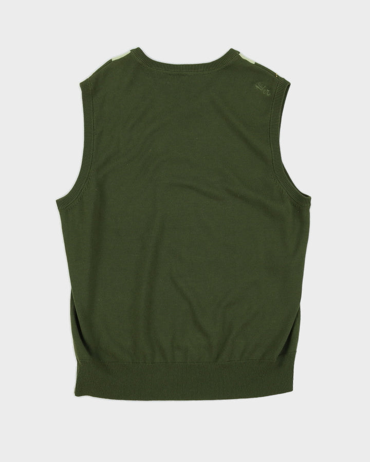 Y2K 00s Quiksilver Green Argle Knit Vest - L/XL