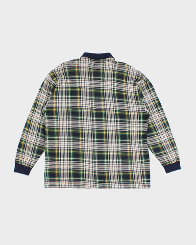 Vintage 90s Longchamp Plaid Polo Knit Shirt - XL