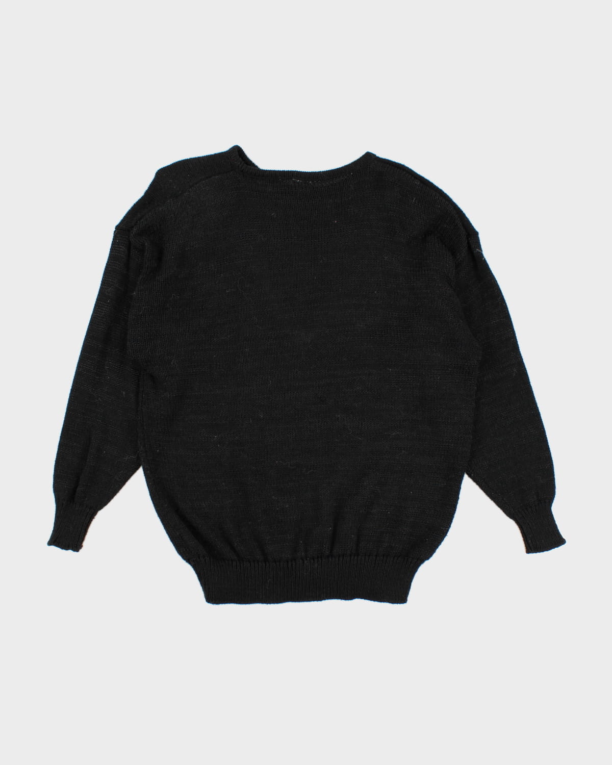 Vintage Squiggle Black Knit Jumper - XL