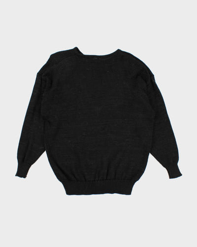 Vintage Squiggle Black Knit Jumper - XL