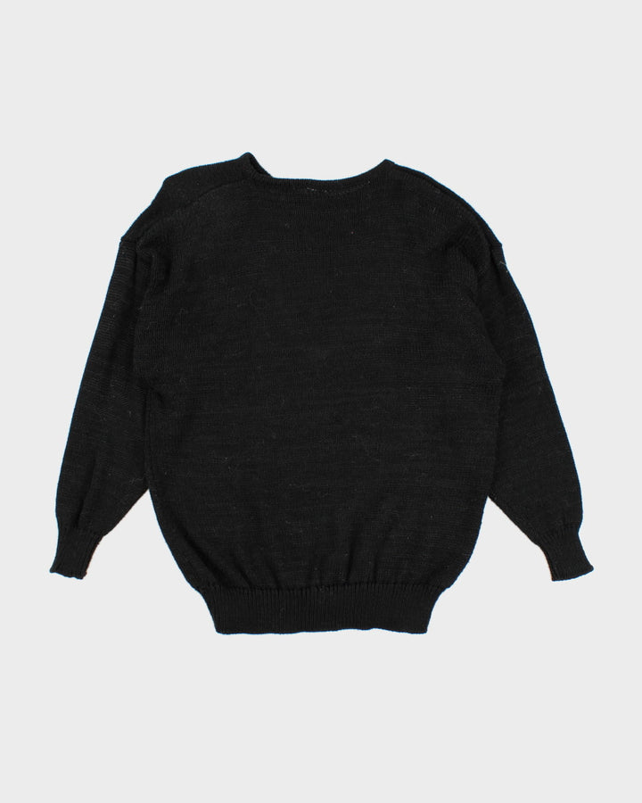 Vintage Squiggle Black Knit Jumper - XL