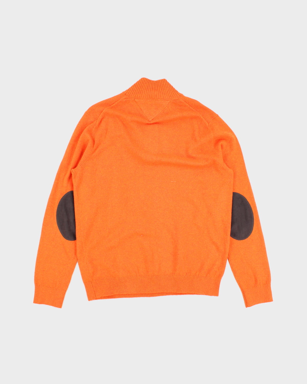 00s Tommy Hilfiger Orange Quarter Zip Knit Jumper - L