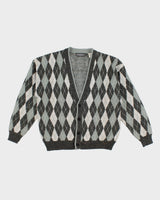 Vintage 90s Birkdale Argyle Knit Cardigan - L