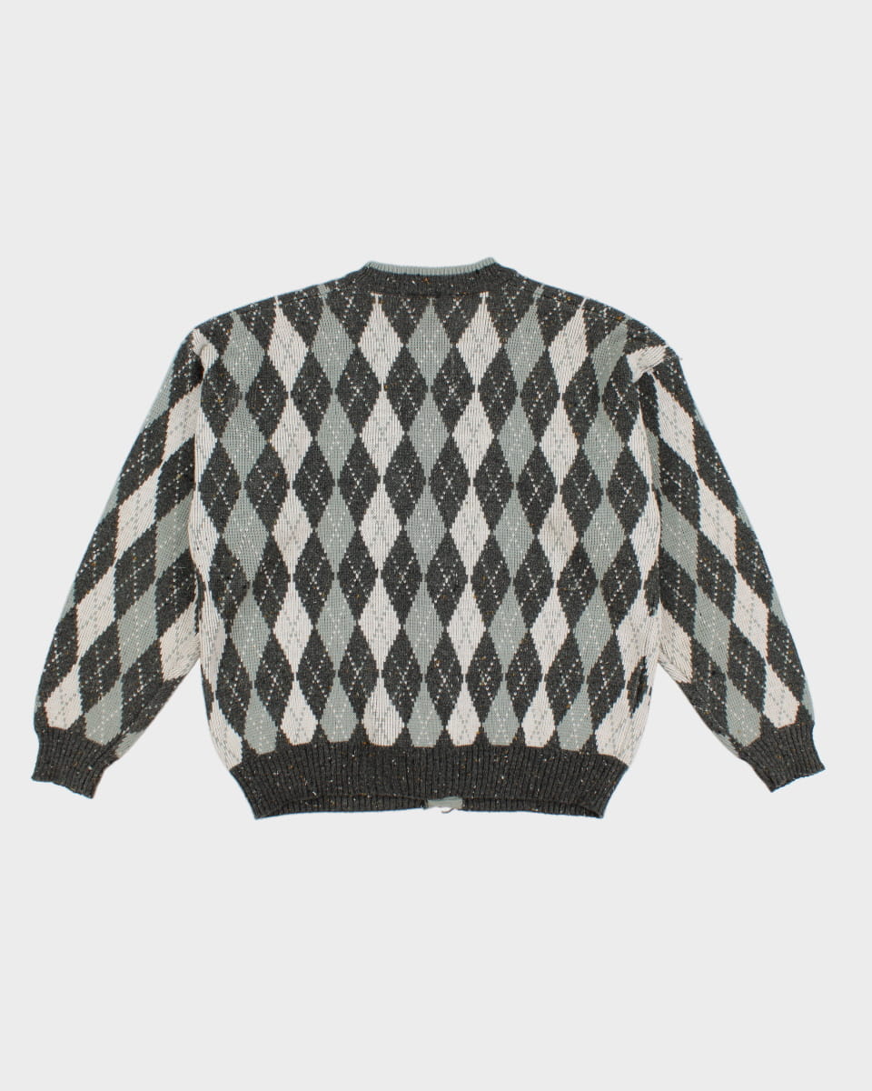 Vintage 90s Birkdale Argyle Knit Cardigan - L