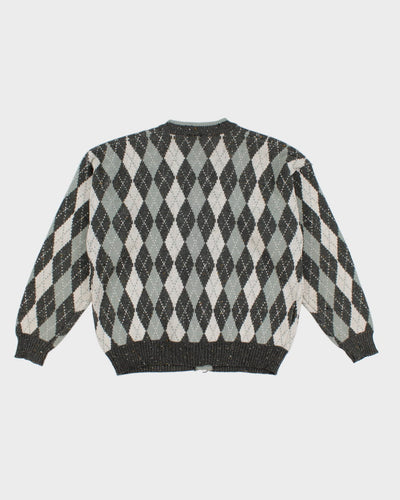 Vintage 90s Birkdale Argyle Knit Cardigan - L