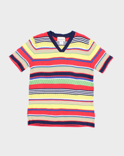 Vintage 90s Donnkenny Striped Knit T-Shirt - M