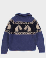 Vintage 00s Buffalo Blue Horse Knit Jumper - S