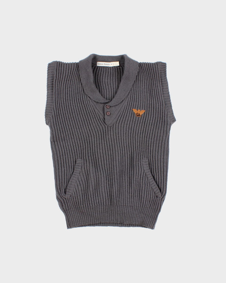 Vintage 80s Giorgio Armani Grey Cotton Knit Vest - S