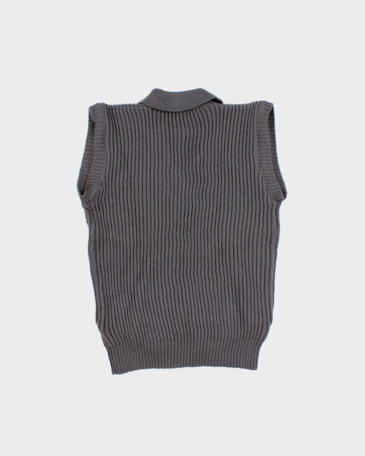 Vintage 80s Giorgio Armani Grey Cotton Knit Vest - S