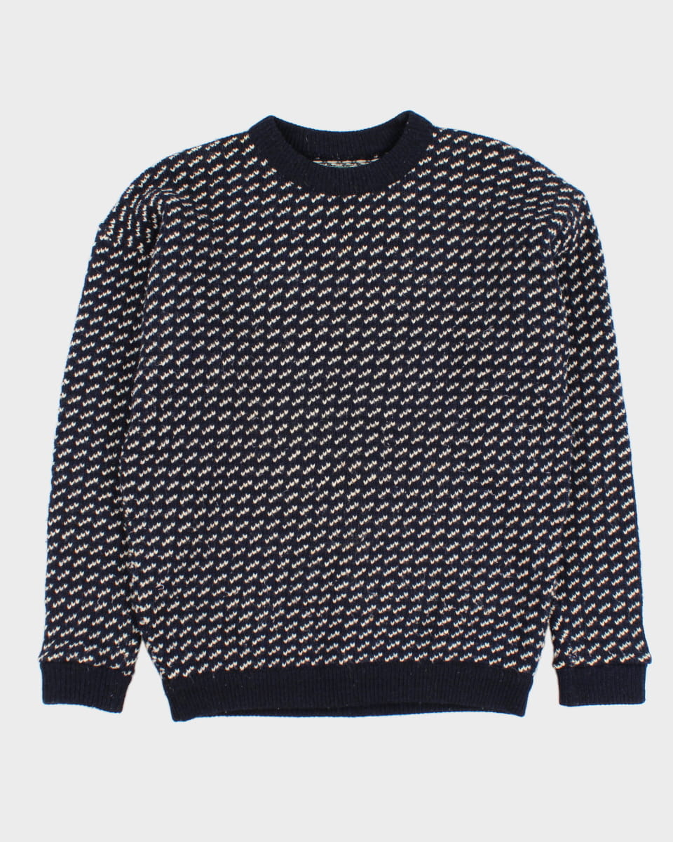 Vintage 90s Roots Navy Speckled Knit Jumper - L