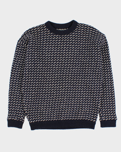 Vintage 90s Roots Navy Speckled Knit Jumper - L