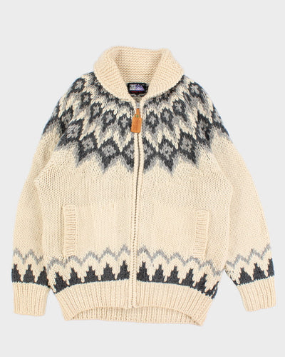 Men's Vintage Wool Zip Up Cardigan Jumper - L