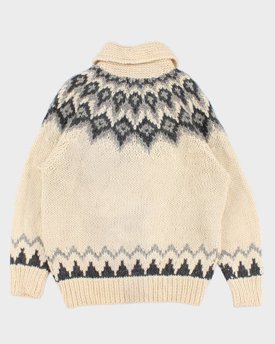 Men's Vintage Wool Zip Up Cardigan Jumper - L