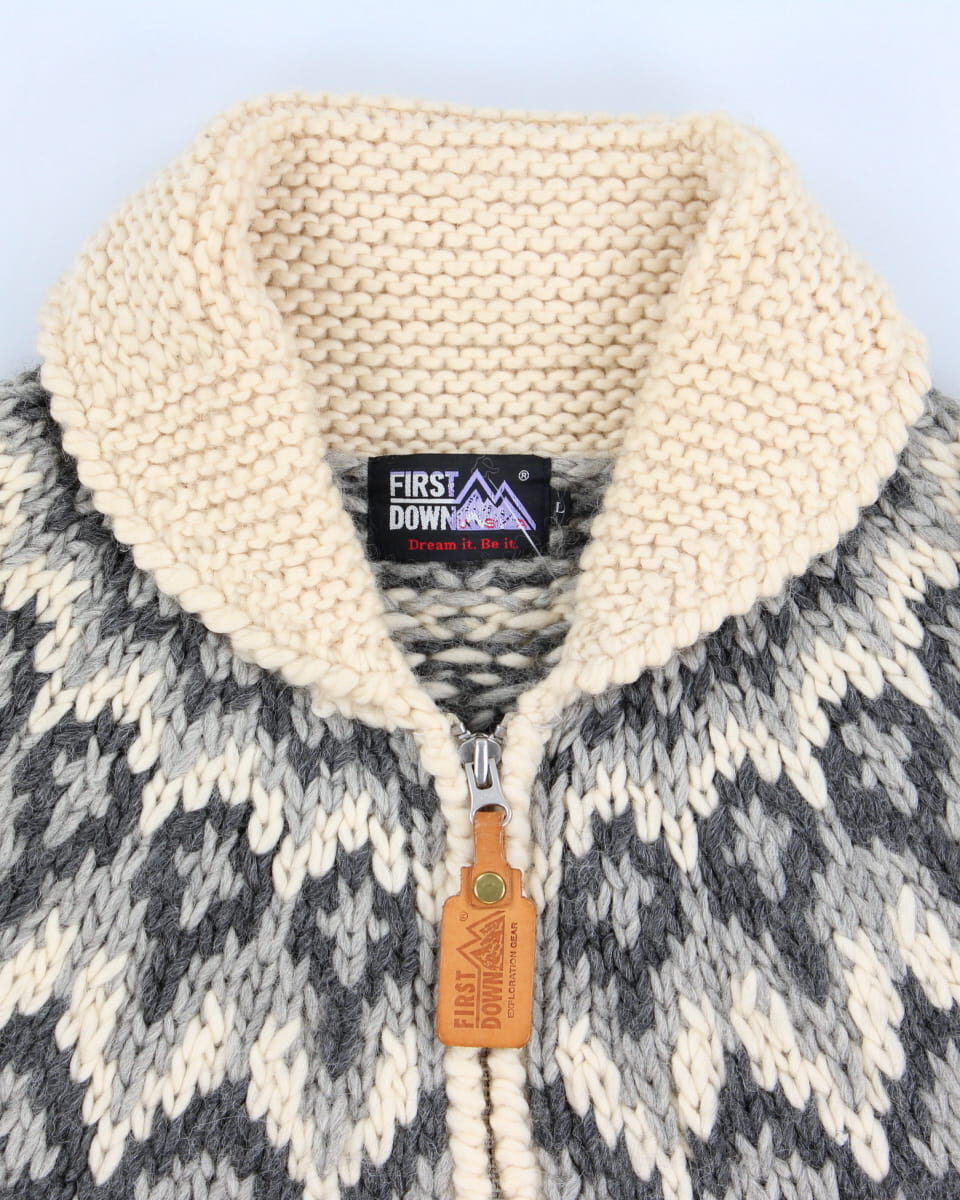Men's Vintage Wool Zip Up Cardigan Jumper - L