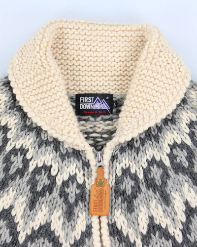 Men's Vintage Wool Zip Up Cardigan Jumper - L
