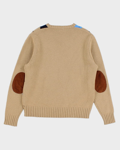 Vintage Patterned Knit Jumper - M